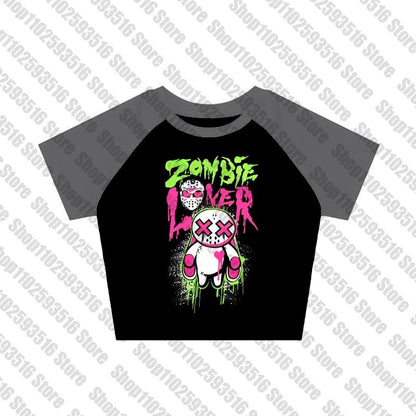 Y2K Anime Letter Crop Top for Women