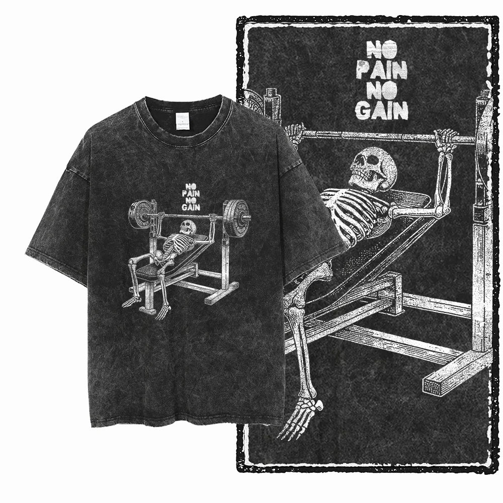 Bodybuilding Acid-Washed Graphic T-Shirt | Vintage Streetwear Unisex Tee