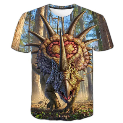 Kids Dinosaur Cartoon T-Shirt | Baby Boys &amp; Girls Summer Short Sleeve Tee