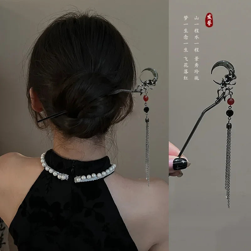 Vintage Chinese-Style Butterfly &amp; Flower Tassel Hair Stick