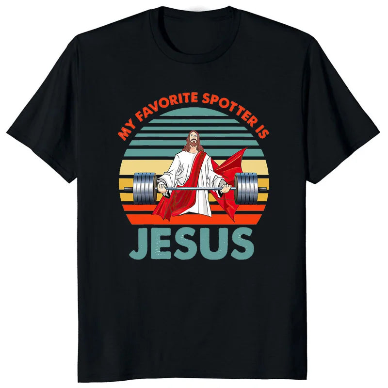Retro Vintage Jesus Christ Gym T Shirts Men Pure Christian Faith Tee Top Short Sleeved Funny Printed Graphic Tshirt Gift