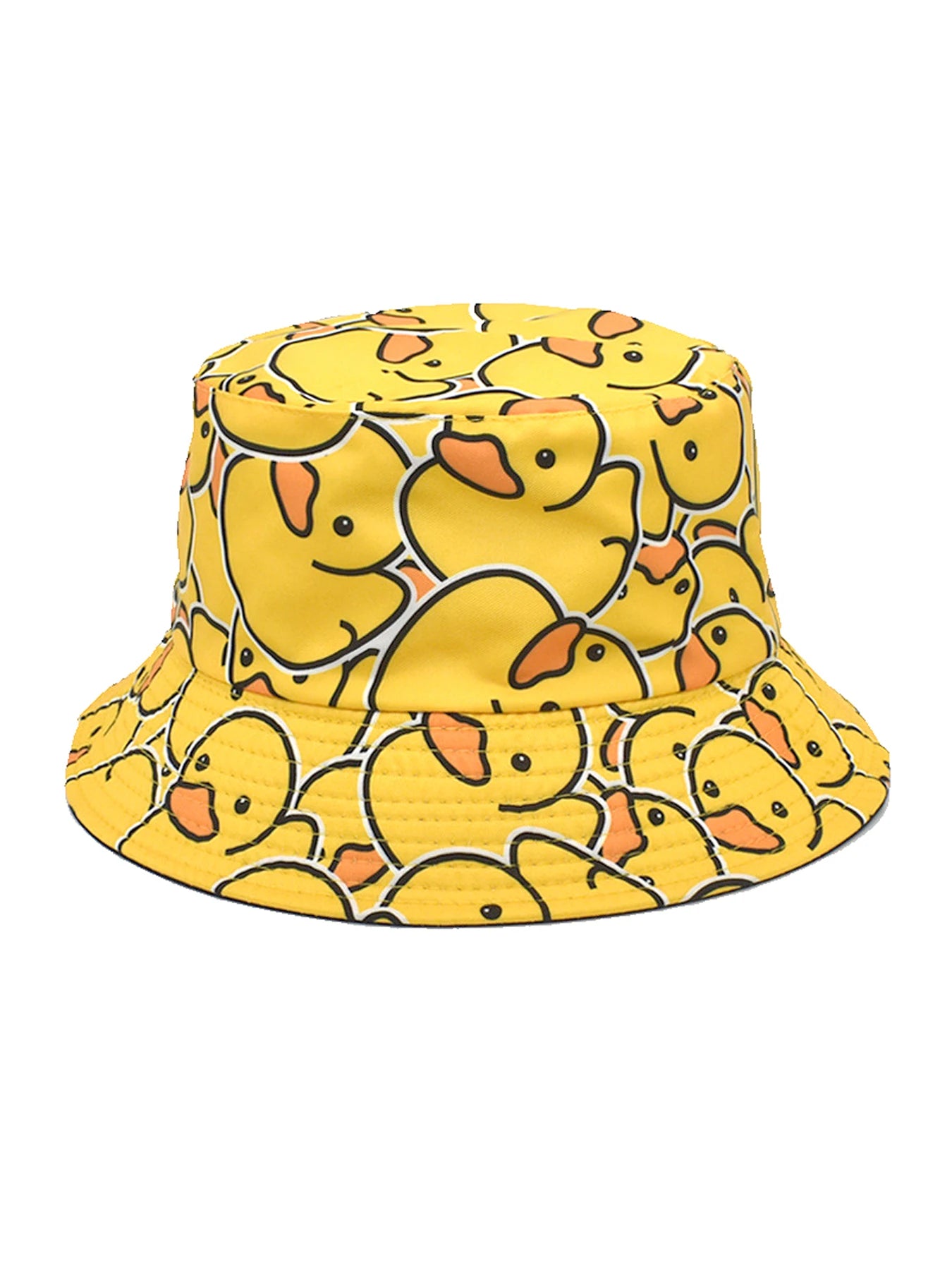 Reversible Cartoon Duck Print Bucket Hat | Unisex Foldable Sun Protection Cap