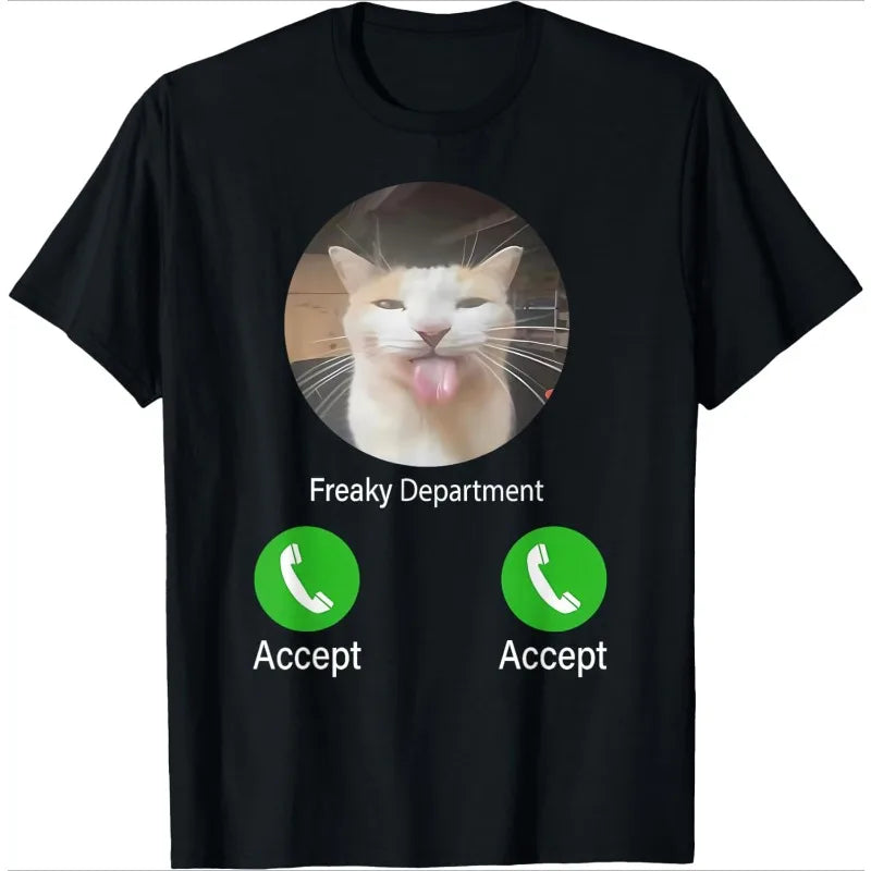 Women’s Funny Cat Meme T-Shirt | “Call Buttons” Tongue Out Print