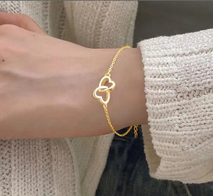 Double Heart Gold Stainless Steel Choker for Women &amp; Couples