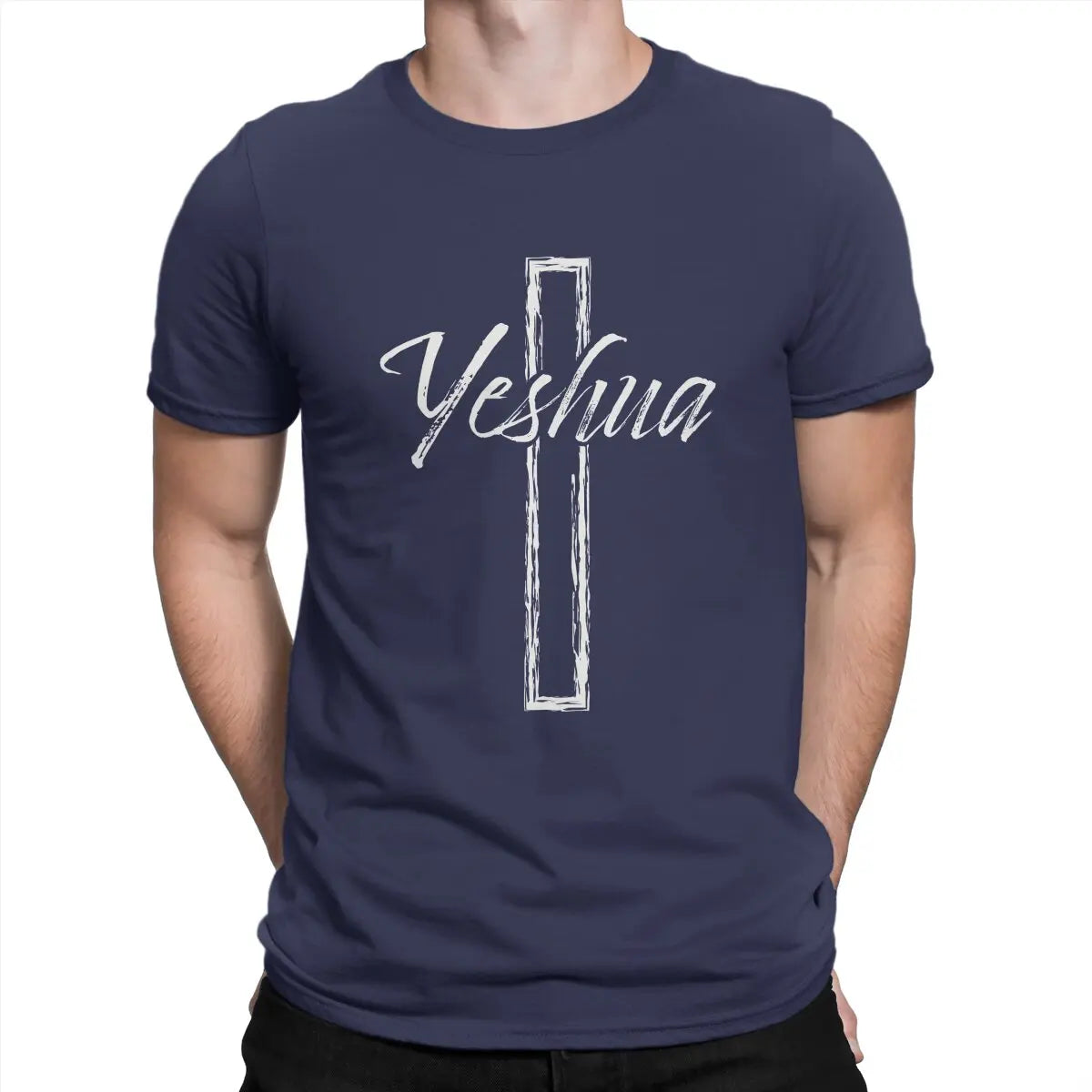 Jesus God Cross Creative TShirt for Men Yeshua Round Collar Pure Cotton T Shirt Distinctive Birthday Gifts Tops