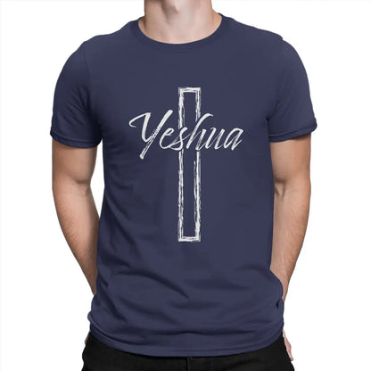 Jesus God Cross Creative TShirt for Men Yeshua Round Collar Pure Cotton T Shirt Distinctive Birthday Gifts Tops