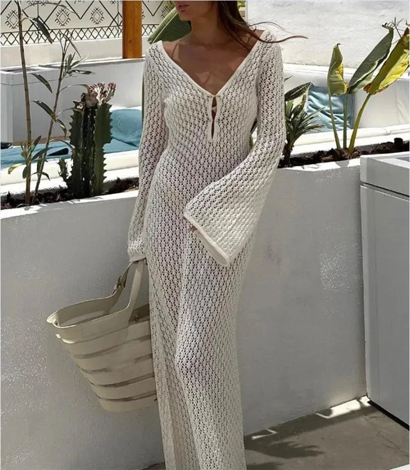 Sexy Women’s Long Knit Beach Dress