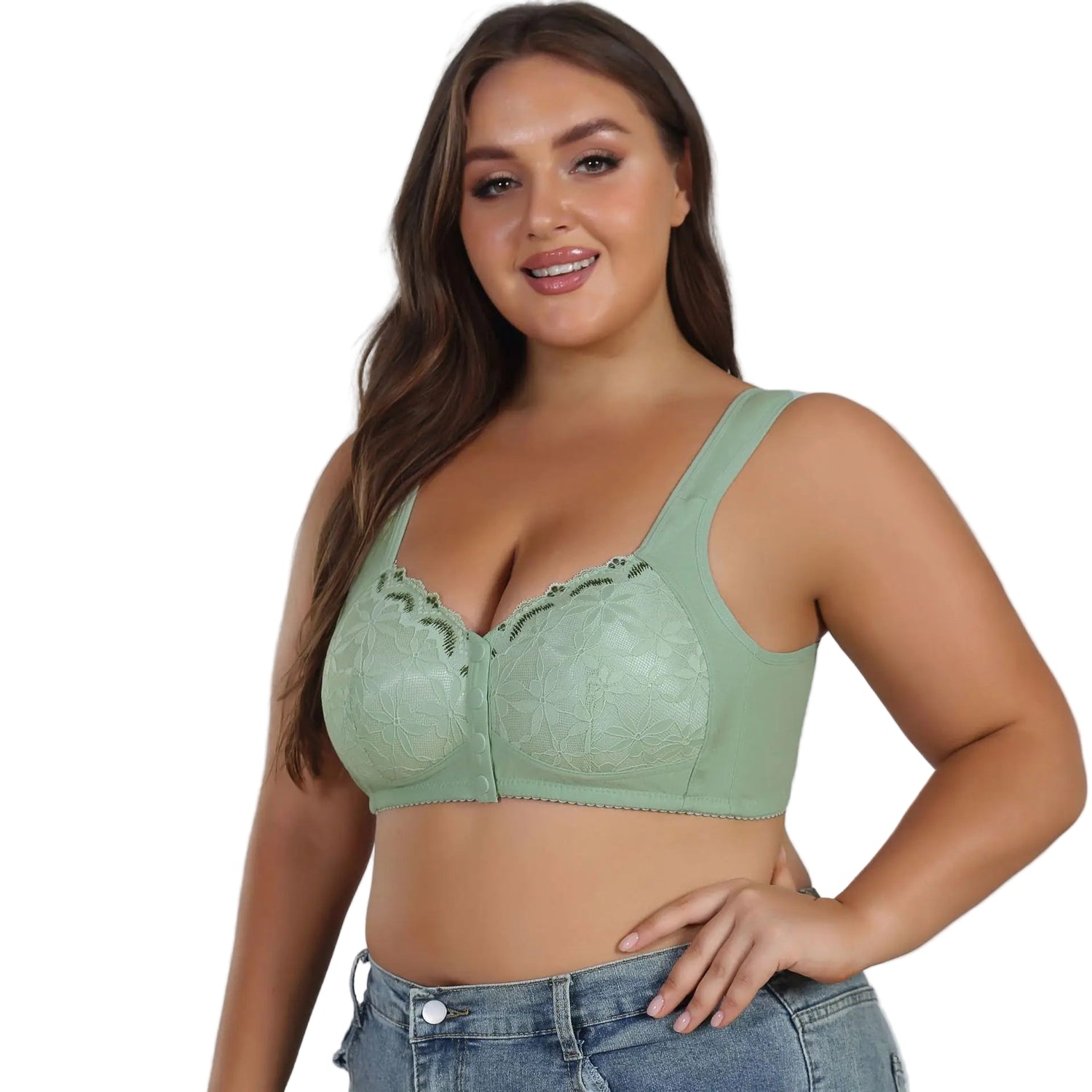 Soft Cotton Thin Cup Front Buckle Bras | Extra Comfortable, Wire-Free, Lace Vest Style