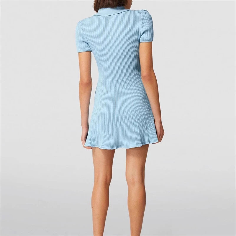 Y2K Fashion Polo Neck Knitted Dress