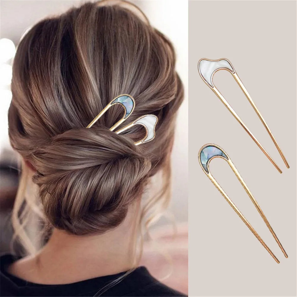 Shell Metal U-Shaped Hairpins