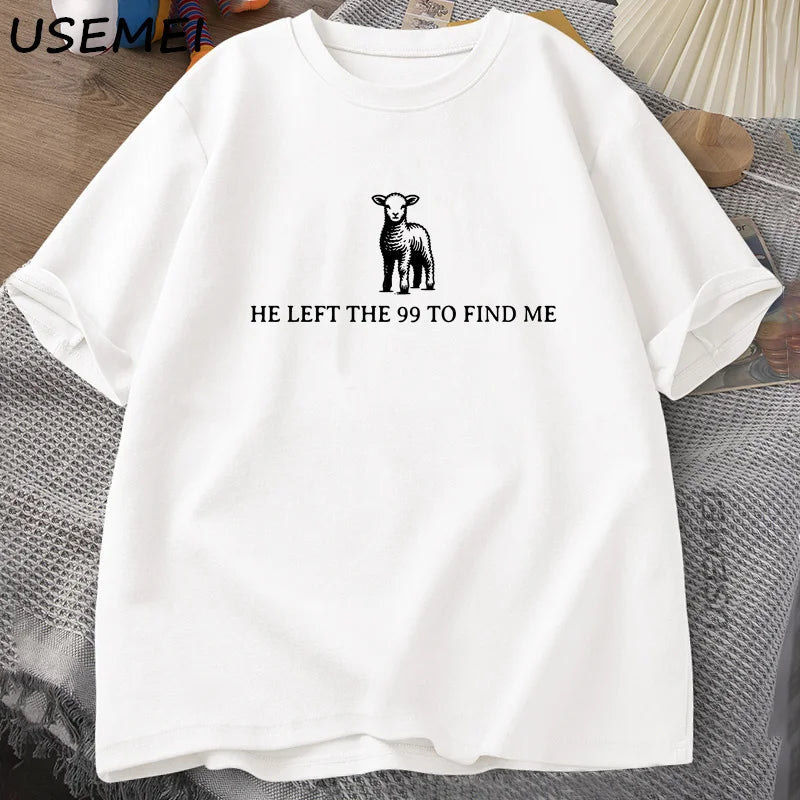 Retro Religious T-Shirt He Left The 99 T Shirt Christian Bible Verse Tshirt Faith Cotton Short Sleeve Graphic T Shirts Tops