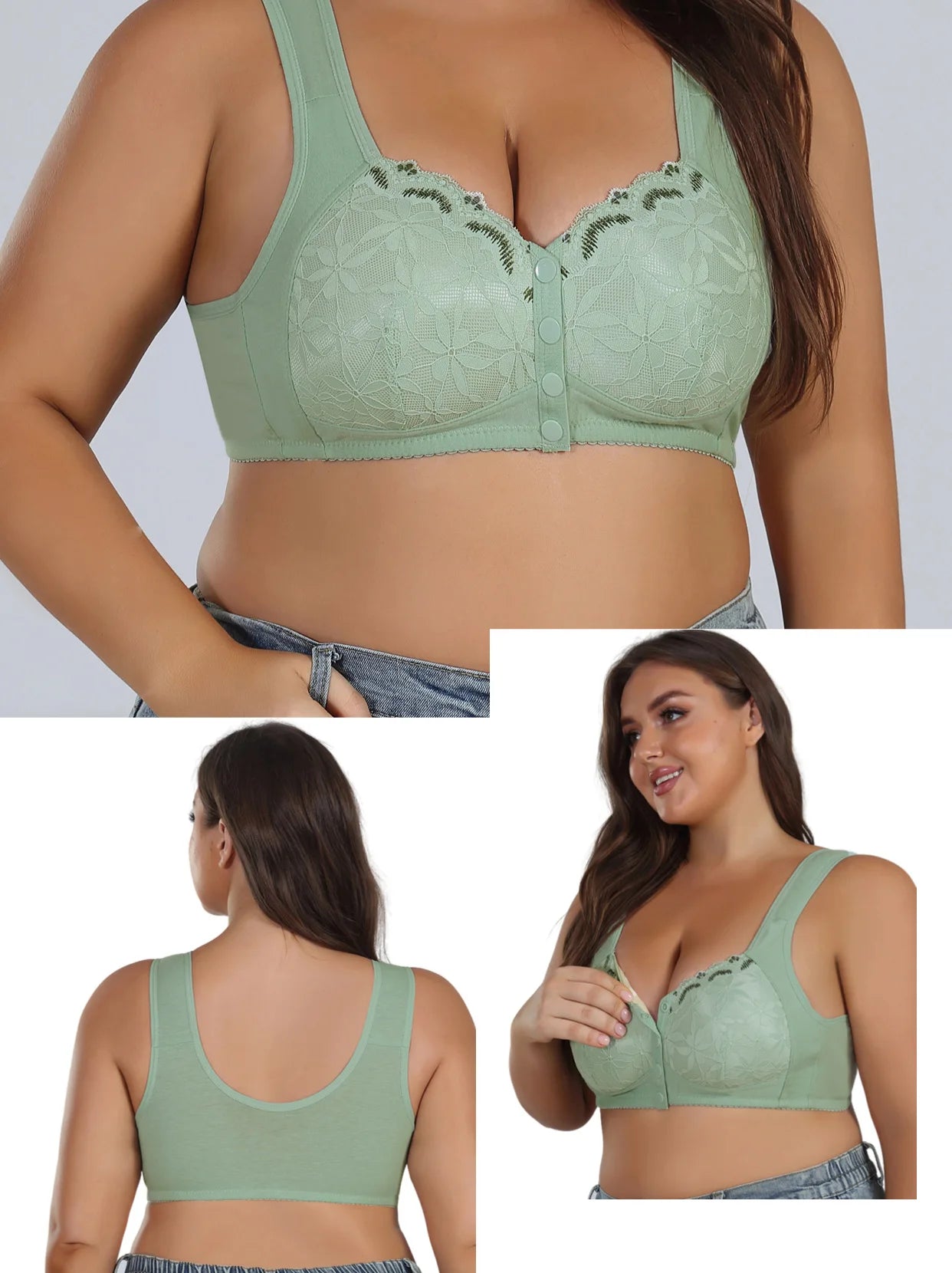Soft Cotton Thin Cup Front Buckle Bras | Extra Comfortable, Wire-Free, Lace Vest Style