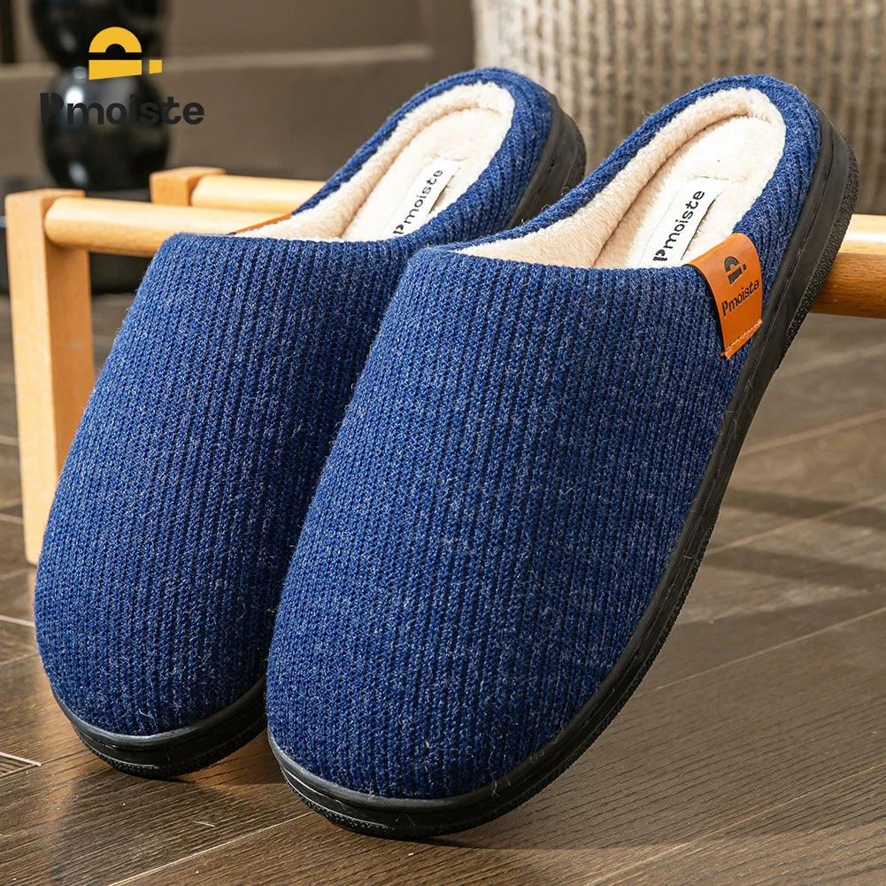 Men’s Memory Foam Cushion Slippers – Warm Indoor Platform Shoes