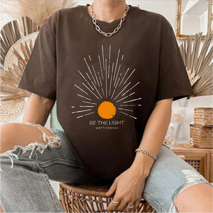 Be The Light Mathew 5 14 Sunburst T-Shirt Vintage Bible Verse Shirt Christian Tshirt Sun Tee Boho Top Inspirational Gift