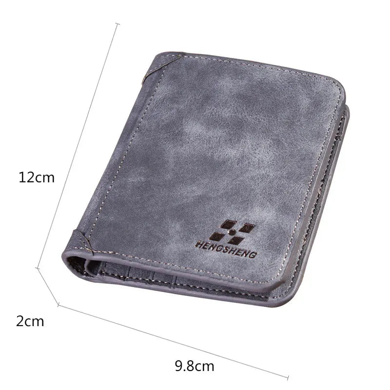 Men’s Vintage PU Leather Wallet – Credit Card &amp; ID Holder, Foldable Short Purse