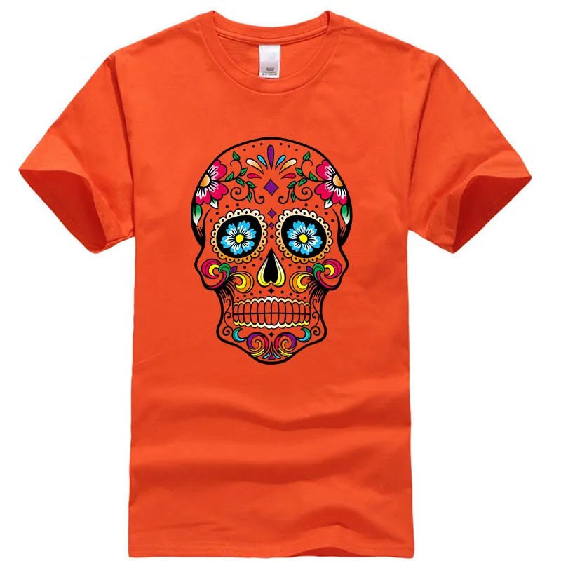 Men’s Skull Print Street Style T-Shirt | 100% Cotton, Loose Fit, Summer Casual Tee