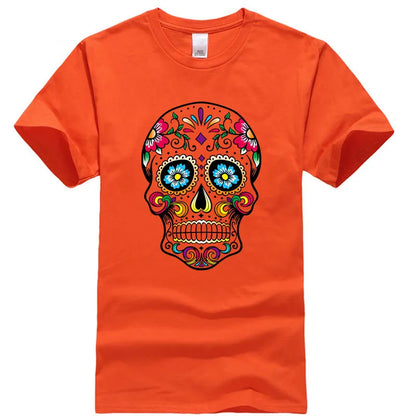 Men’s Skull Print Street Style T-Shirt | 100% Cotton, Loose Fit, Summer Casual Tee