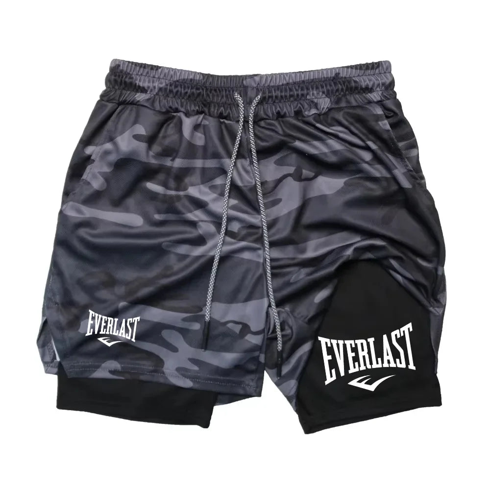 Men Running Shorts 2 in 1 Double-deck Sport Shorts Sportswear Gym Fitness Short Pants Training Jogging Bottom Men&