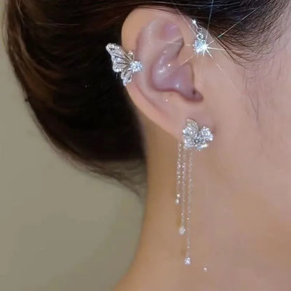 Zircon Butterfly No Piercing Clip-On Earrings