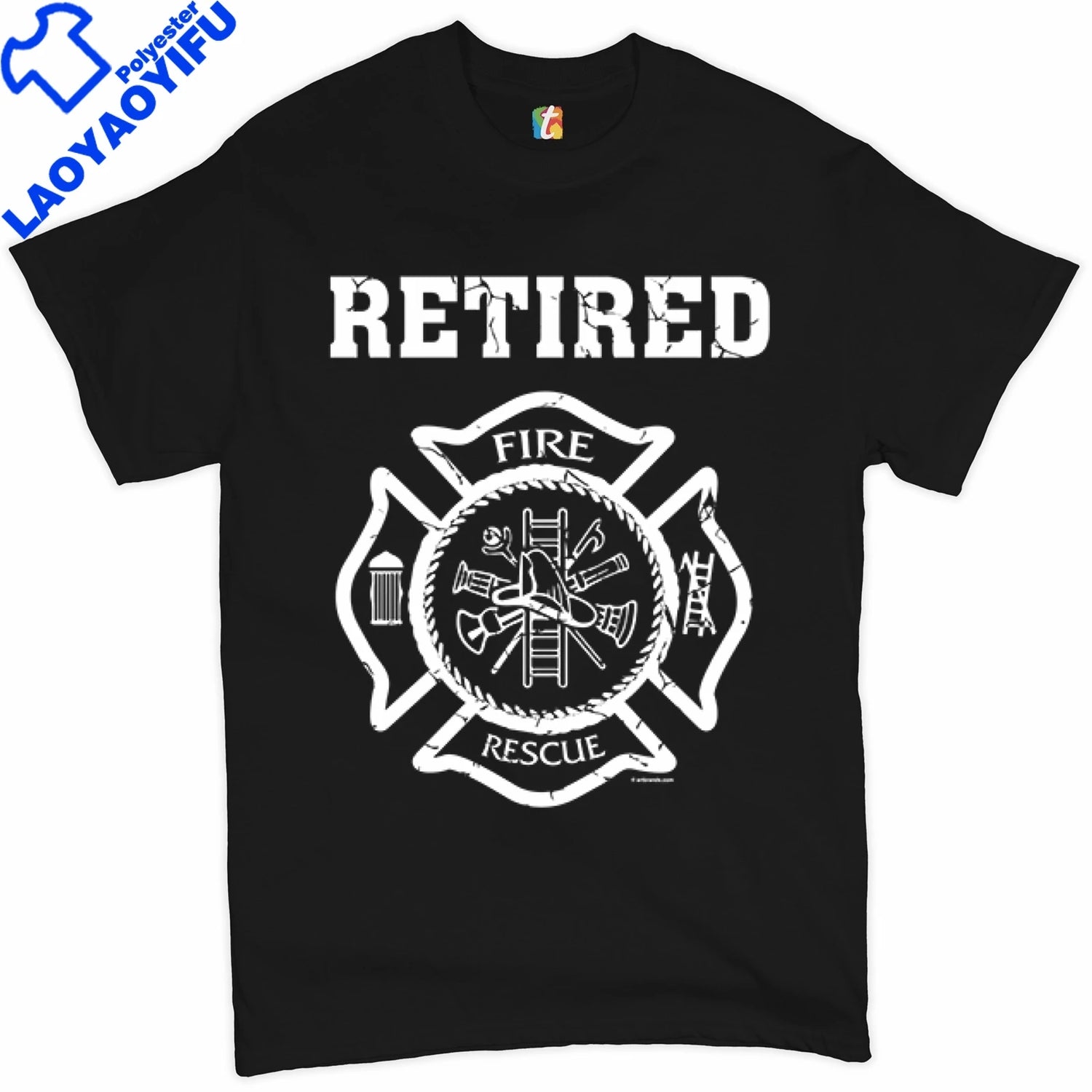 Retired Firefighter Badge T-shirt Fire and Rescue Fire Department Men&
