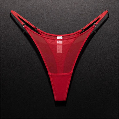 High Slit Women Seamless Thong Ultra-thin Mesh Sexy Underwear Transparent Gauze Sports Fitness G-string Plus Size