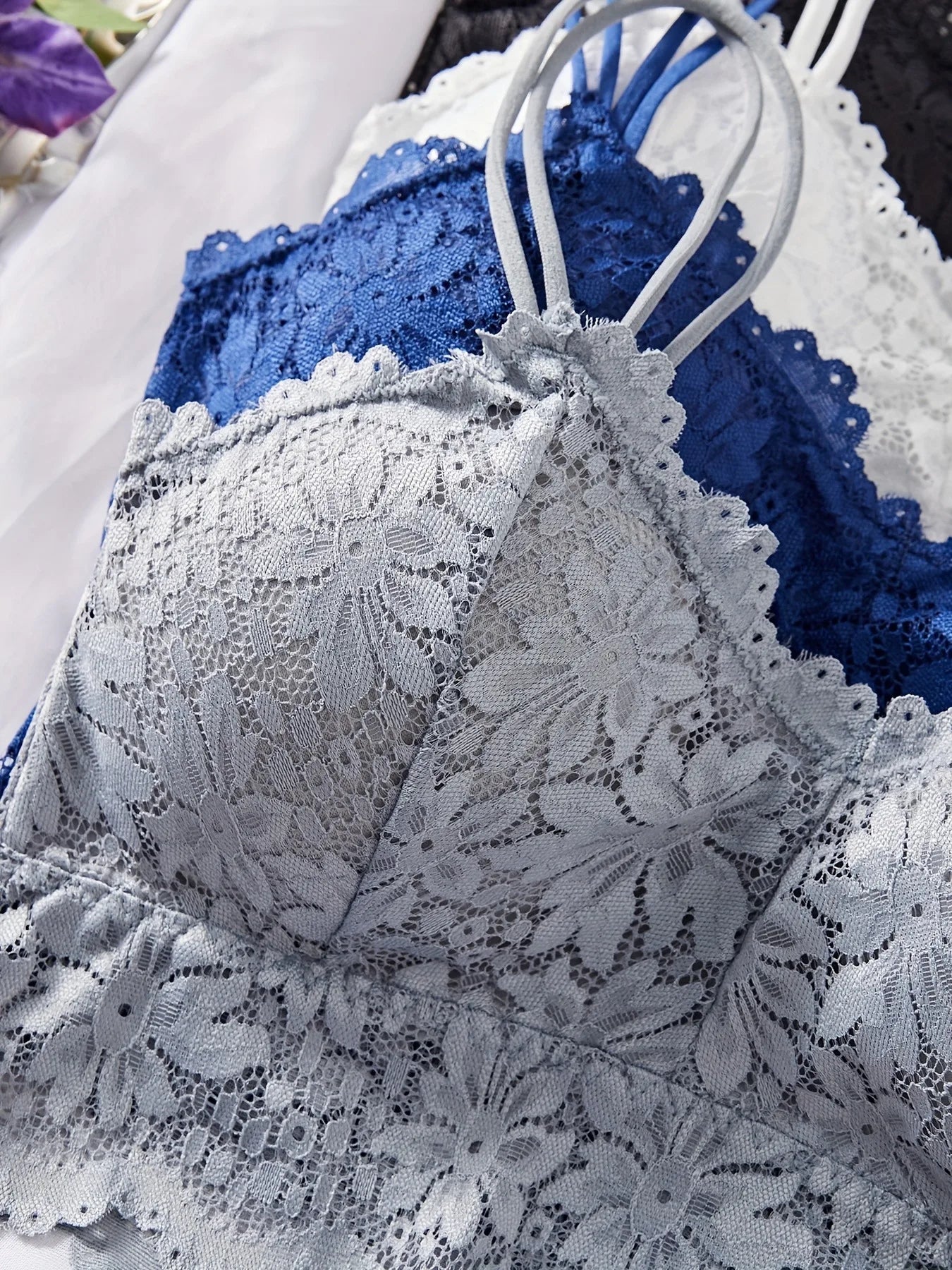 8pcs Wire-Free Lace Lingerie Set | 4 Bras &amp; 4 Panties Combo