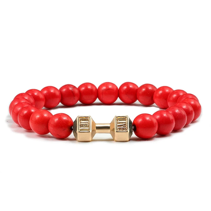 Natural Volcanic Stone Dumbbell Beaded Bracelet