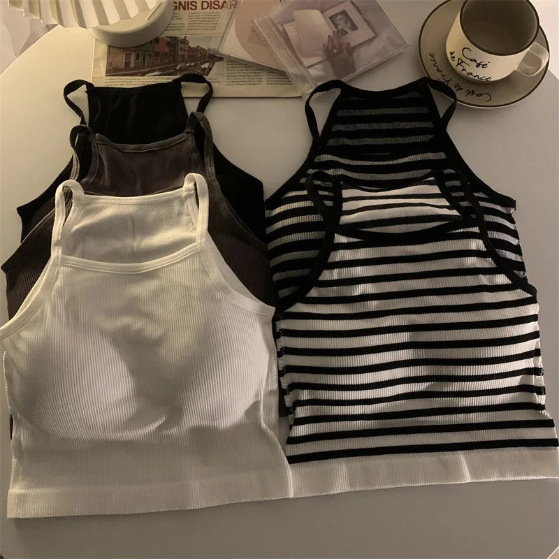 Korean Version Women Tank Tops with Chest Pad