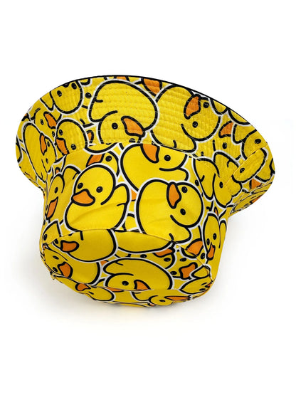 Reversible Cartoon Duck Print Bucket Hat | Unisex Foldable Sun Protection Cap