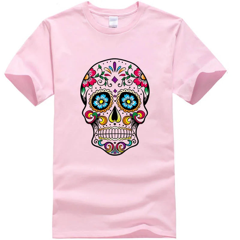 Men’s Skull Print Street Style T-Shirt | 100% Cotton, Loose Fit, Summer Casual Tee