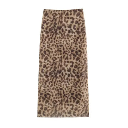 Women’s Leopard Tulle Midi Skirt | Summer High Waist Streetwear
