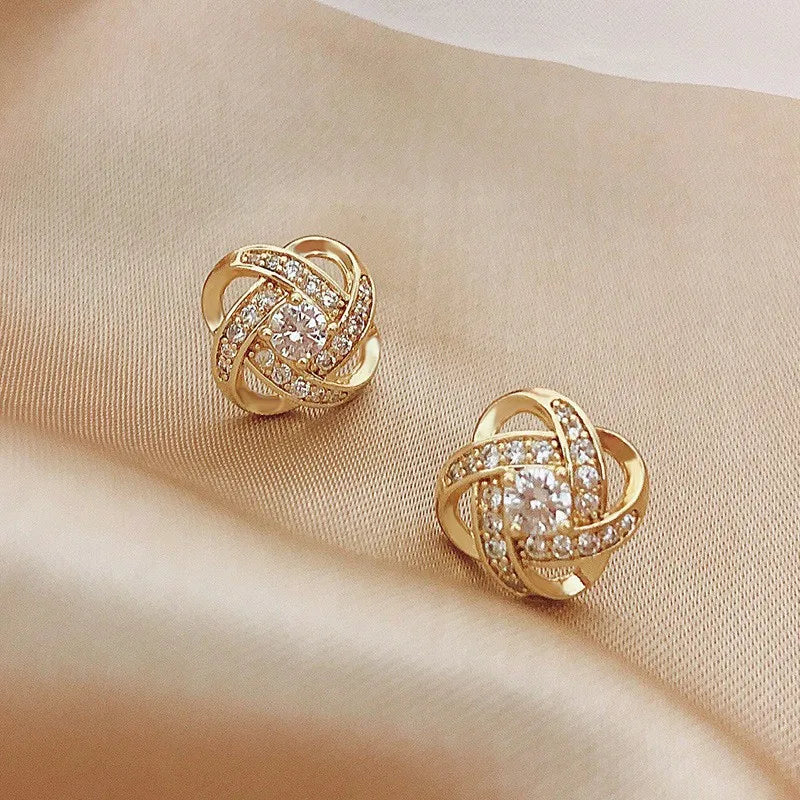 Light Luxury Zircon Cross Stud Earrings