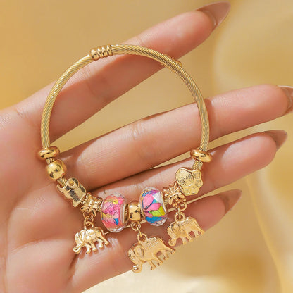 Elephant &amp; Life Tree Charm Bracelet