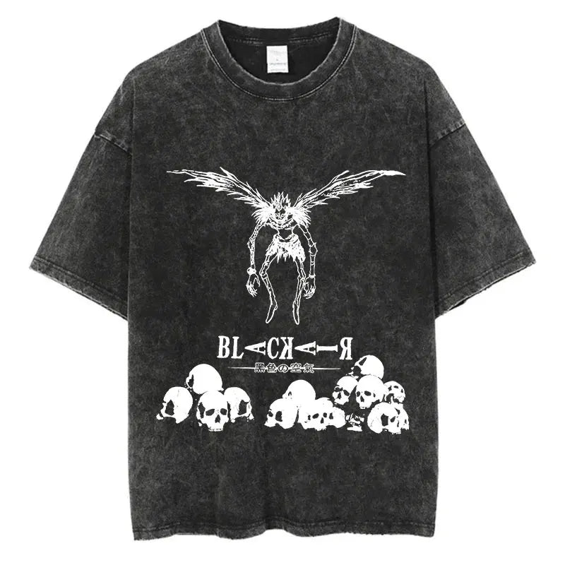Harajuku Vintage Washed Death Note Graphic T-Shirt | Oversized Streetwear Unisex Tee