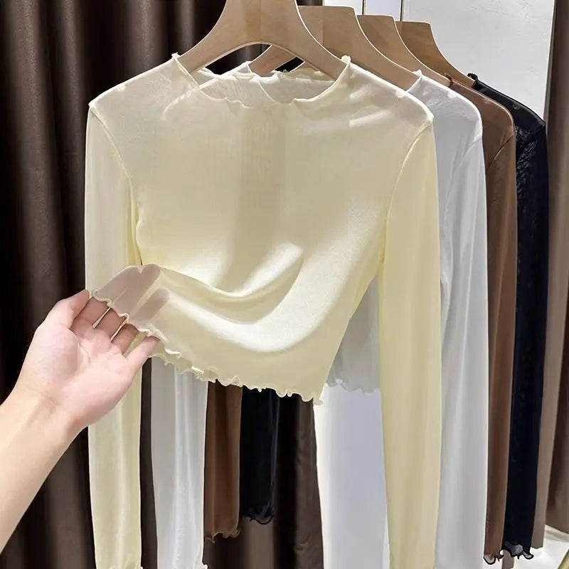Women’s Slim See-Through Long Sleeve Casual Top