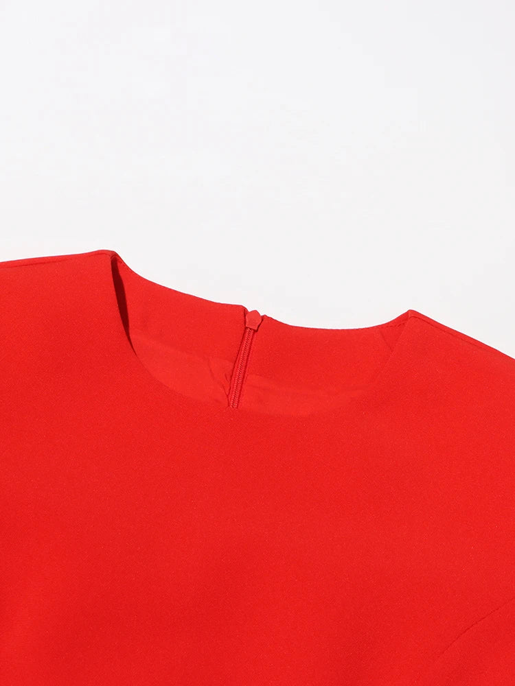 TWOTWINSTYLE Colorblock Patchwork Appliques Elegant Dress