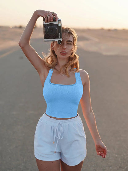 Summer Basic Sleeveless Crop Top