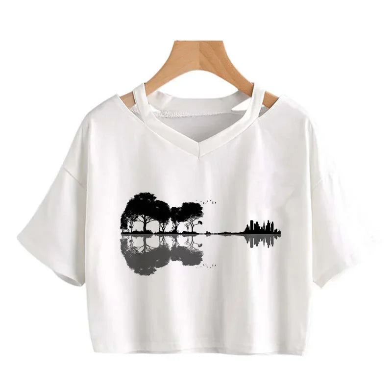 Y2K Graphic Cropped T-Shirt for Women | Harajuku Gothic Korean Style Tee