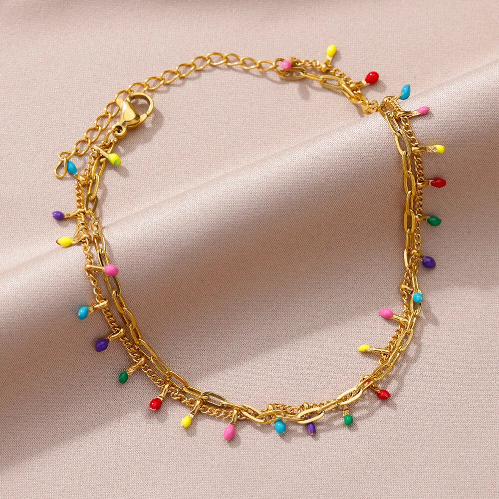 Gold Stainless Steel Pearl Anklet