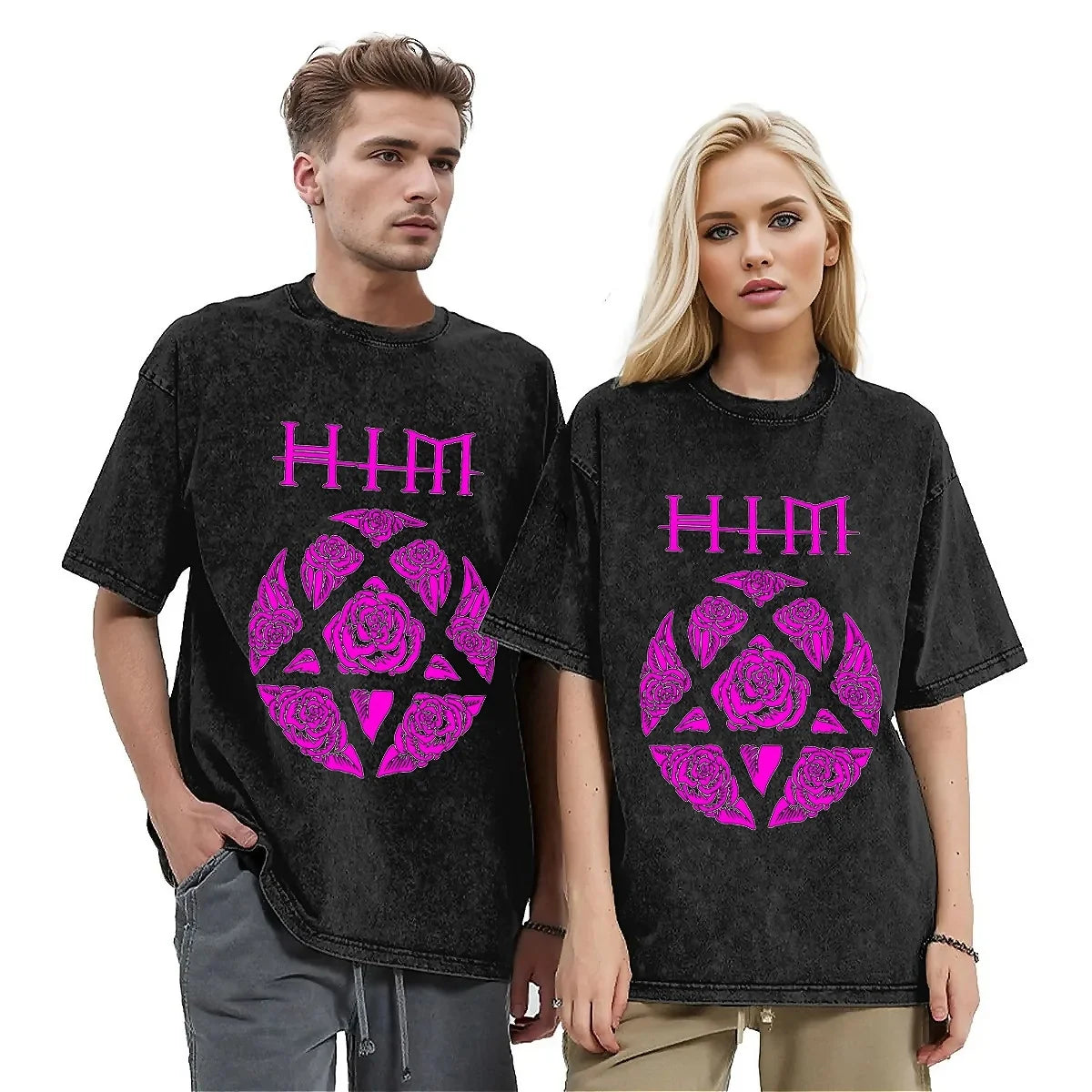 Oversized Washed Heartagram T-Shirt | Ville Valo / HIM Inspired Tee