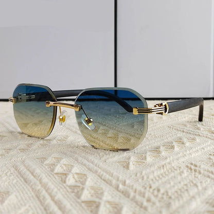Vintage Square Rimless Sunglasses – Men’s Luxury Punk UV400 Eyewear