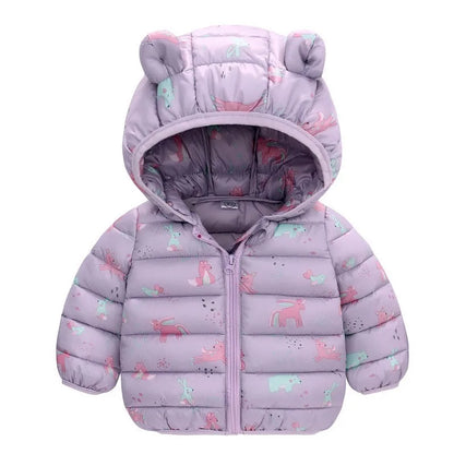 Kids Dinosaur Hooded Down Jacket