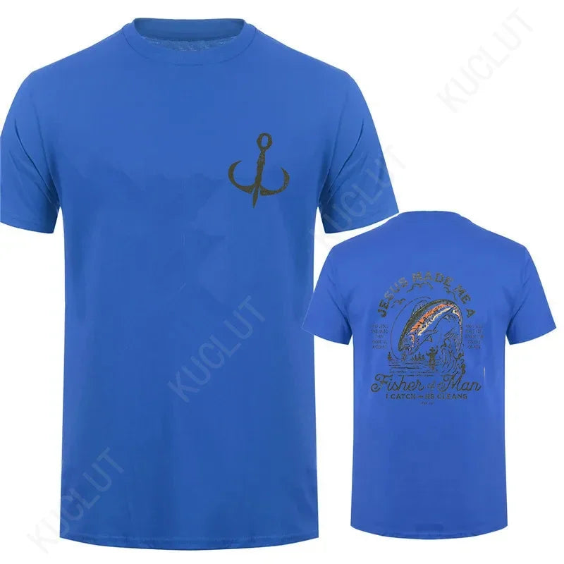 Christian Shirts for Men Christian T Shirts Fisher of Men TShirts Gift for Men Jesus Bible Verse Shirt Dad Birthday Gift Tops