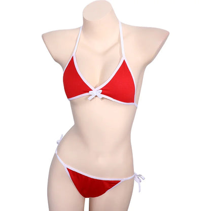 Contrast Binding Triangle Bikini Swimsuit