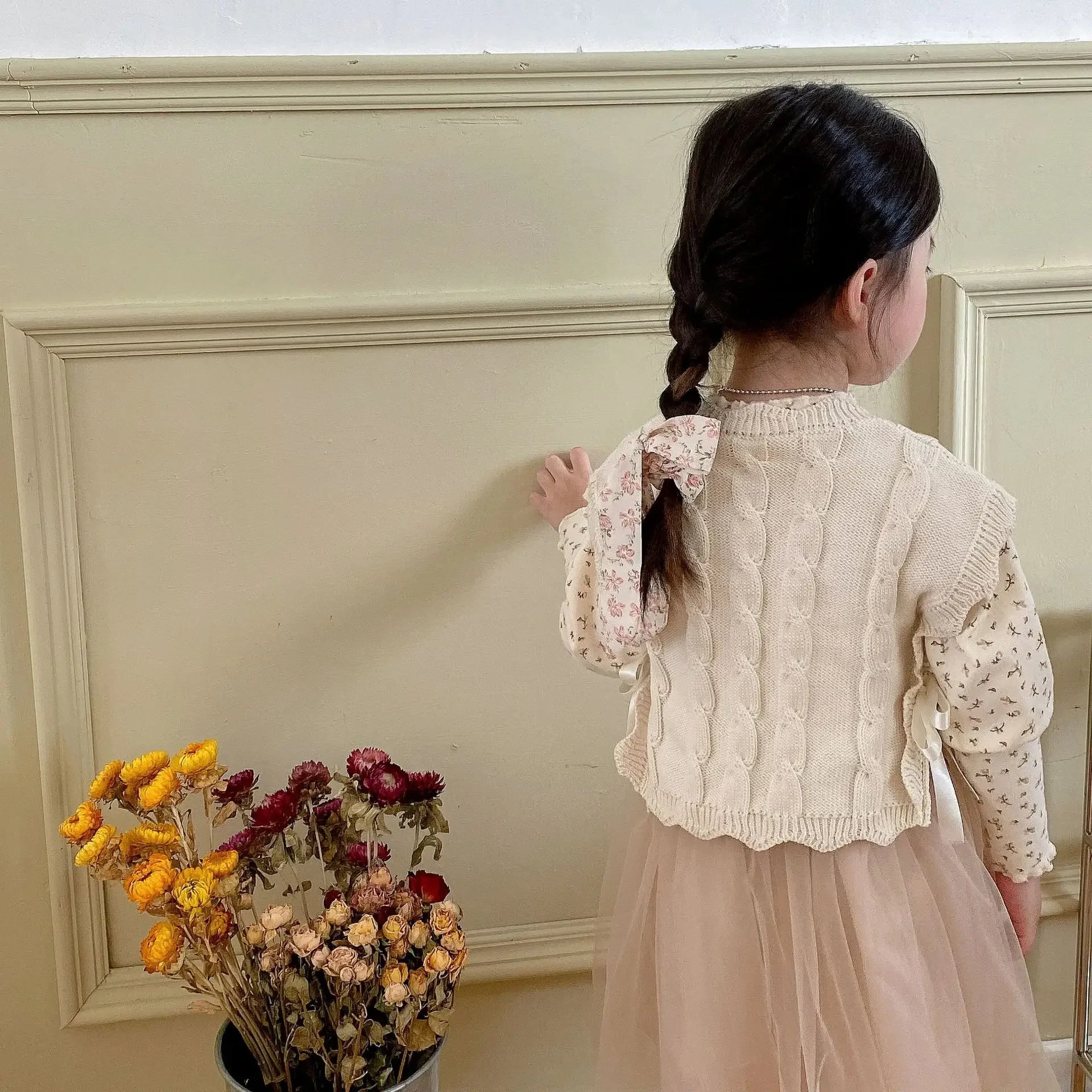 Striped Cotton Knitting Vest for Girls – Autumn/Winter
