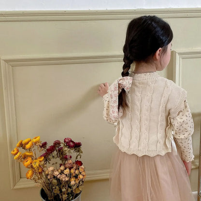 Striped Cotton Knitting Vest for Girls – Autumn/Winter