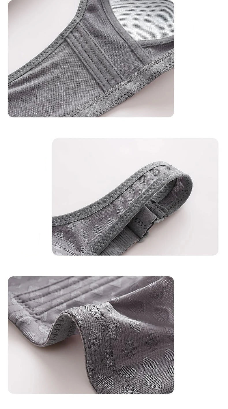 FallSweet Plus Size Front Closure Seamless Push-Up Bralette | Plaid Print, Wireless Comfort Bras