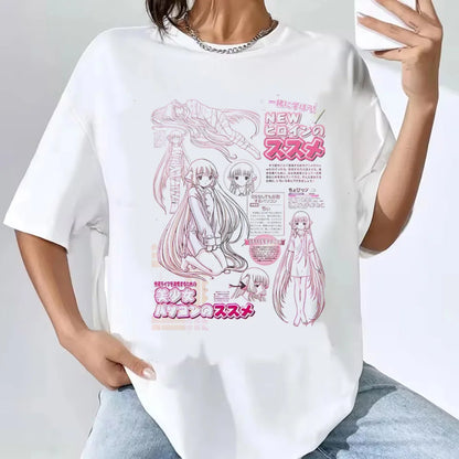 Women’s Kawaii Vintage Cartoon Tee with O-Neck