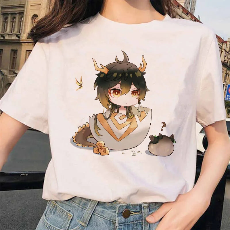 Women’s Genshin Impact Zhong Li T-Shirt | Cartoon Streetwear Tee