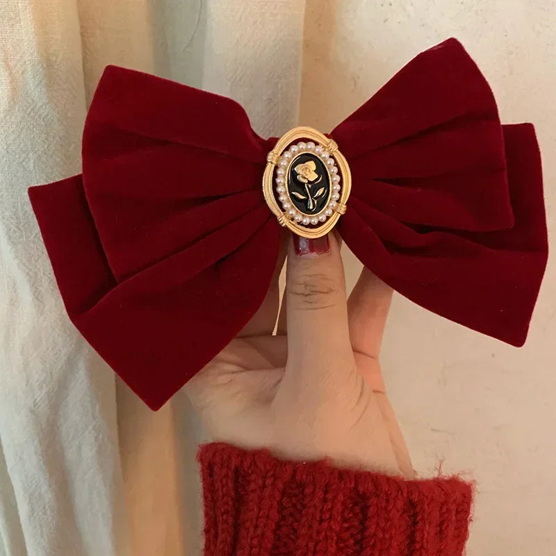 Elegant Velvet Bow Hair Clip for Women